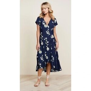 Free People Lost In You Navy High Low Midi dress